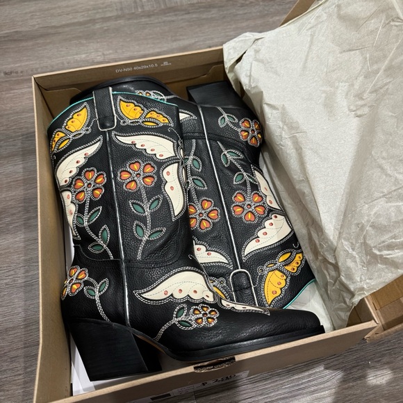 Dolce Vita Lelou Black Multi Leather Cowboy Western Boots - Picture 10 of 12